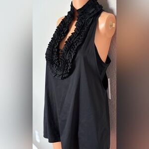 BCBG Max Azria Black Halter Top Open Back Ruffle Sexy Evening Going Out S